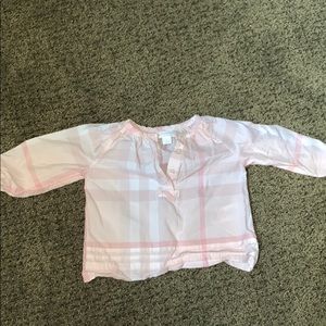 Pink Plaid Burberry Shirt 6 Months